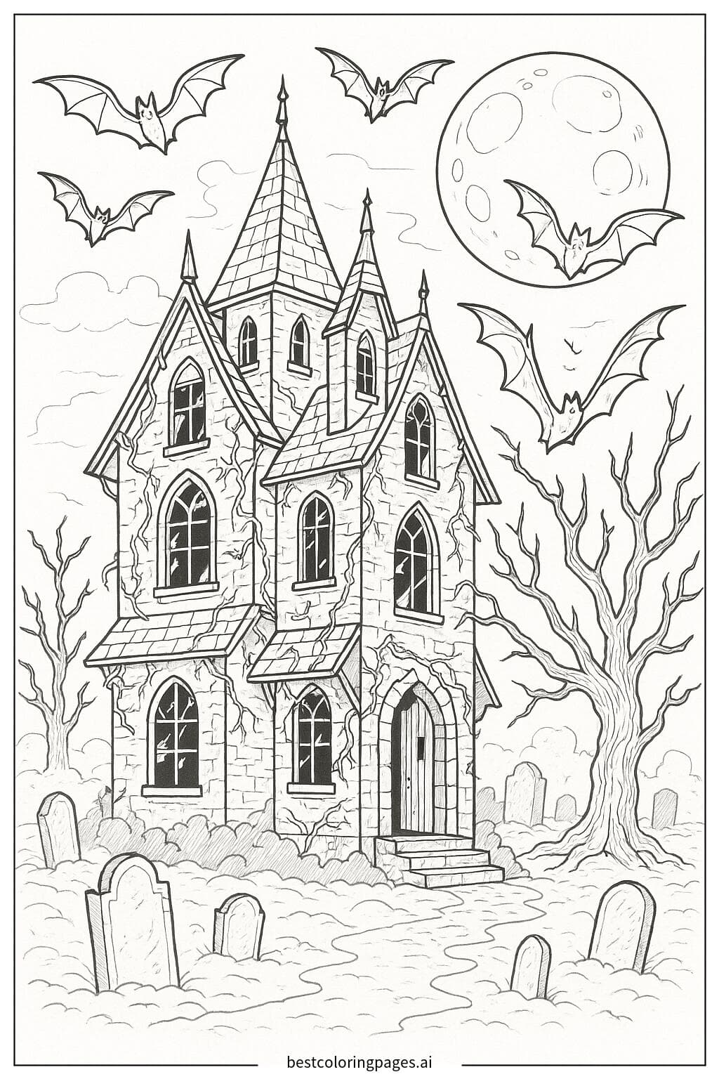 Haunted House with Flying Bats