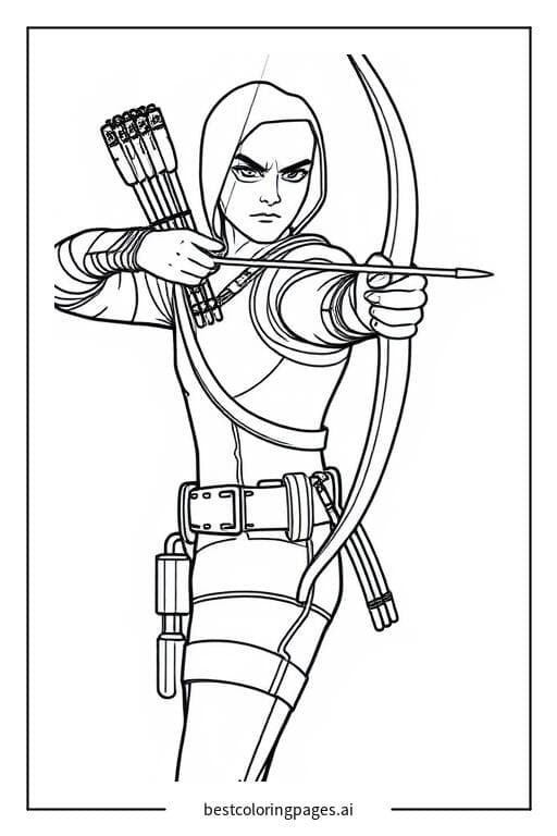 Hawkeye with his bow Coloring Pages