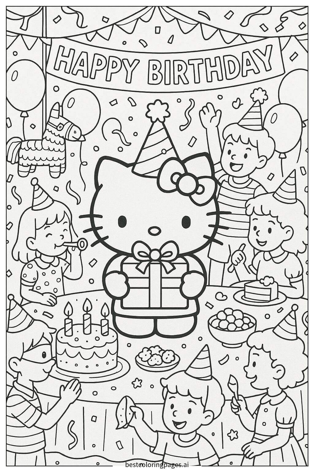Hello Kitty at a Birthday Party