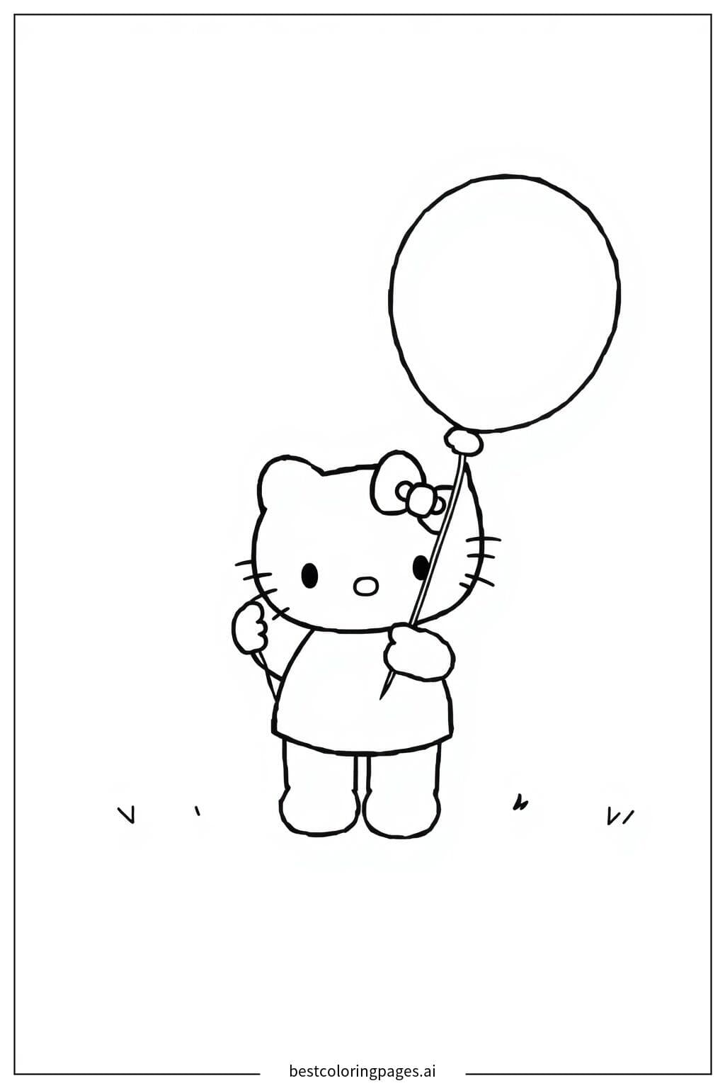 Hello Kitty tenant un ballon
