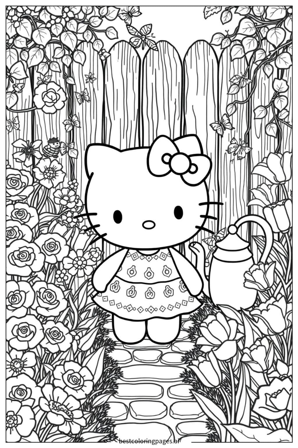 Hello Kitty在花园中