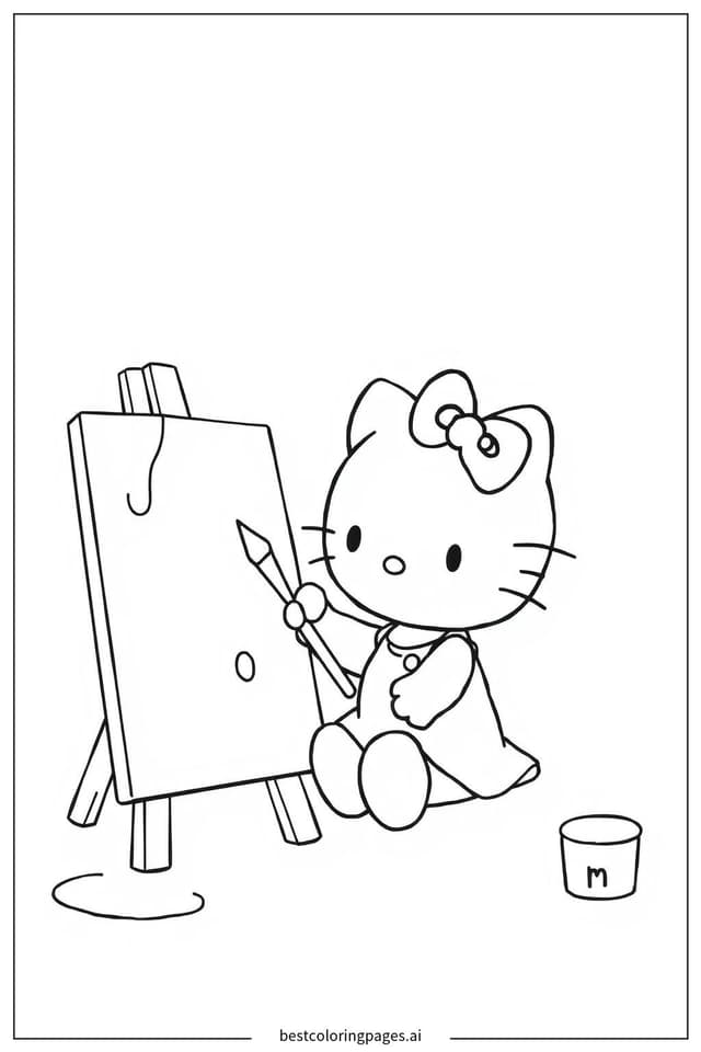 Hello Kitty 畫畫 著色圖
