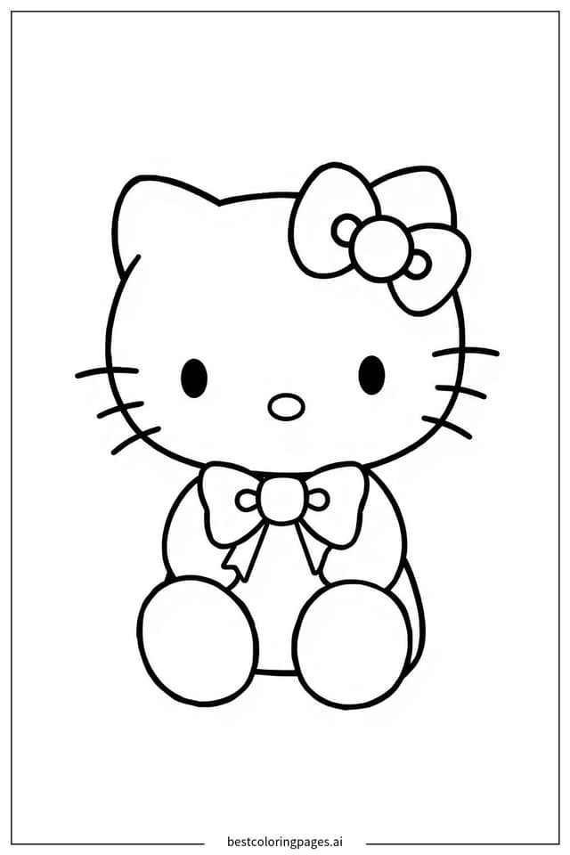 坐著的Hello Kitty 著色圖