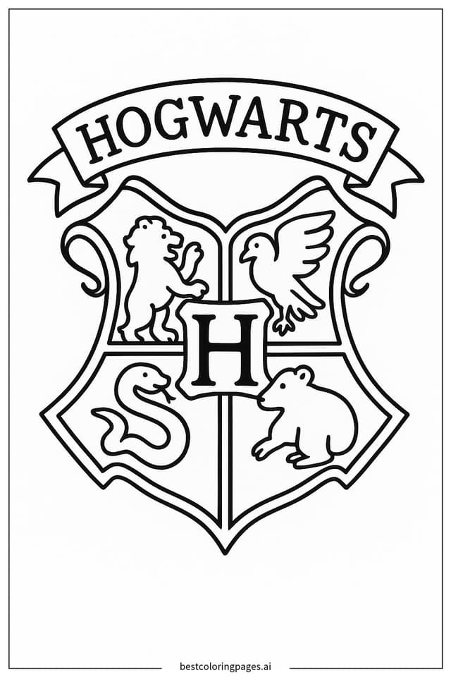 Hogwarts Crest Coloring Page