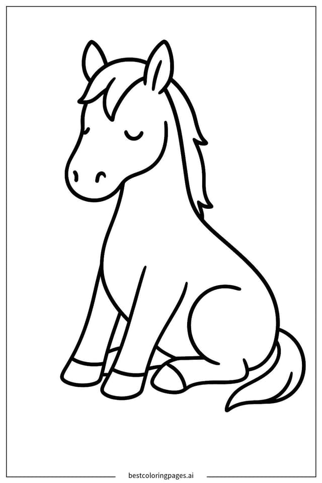 Peaceful Horse Resting Coloring Page