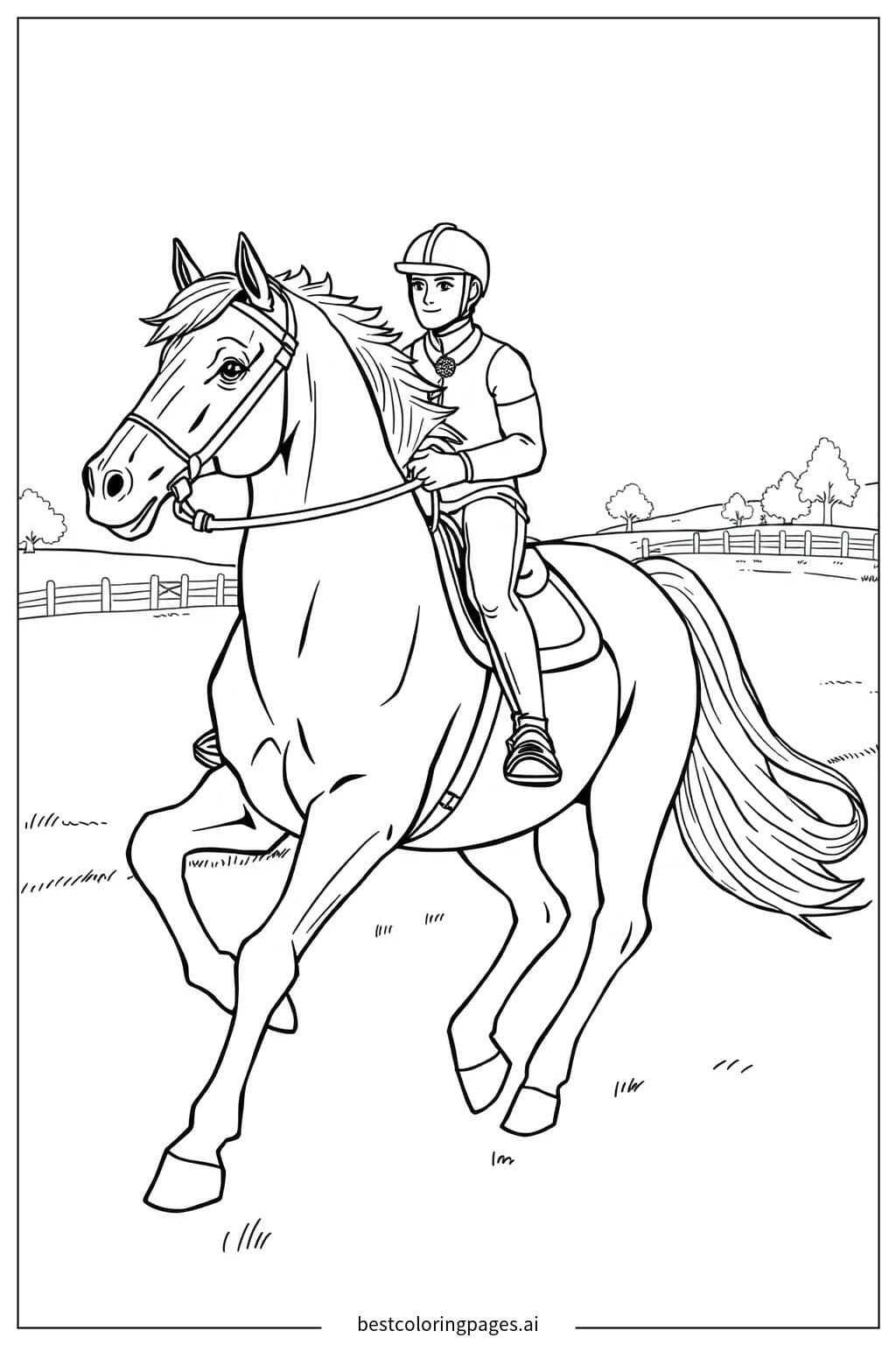 Cavalo trotando com cavaleiro