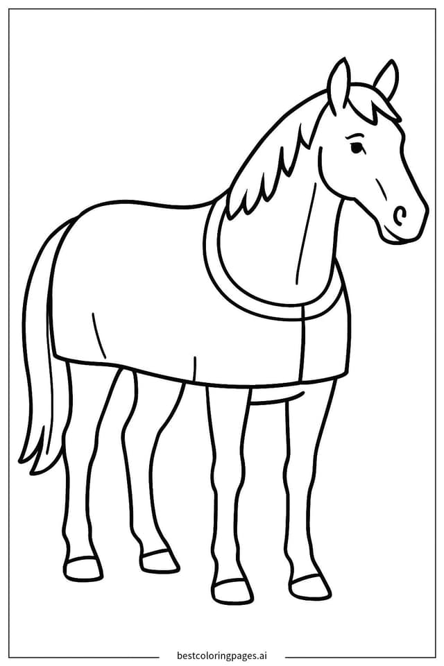 Horse with a Cozy Blanket Coloring Page