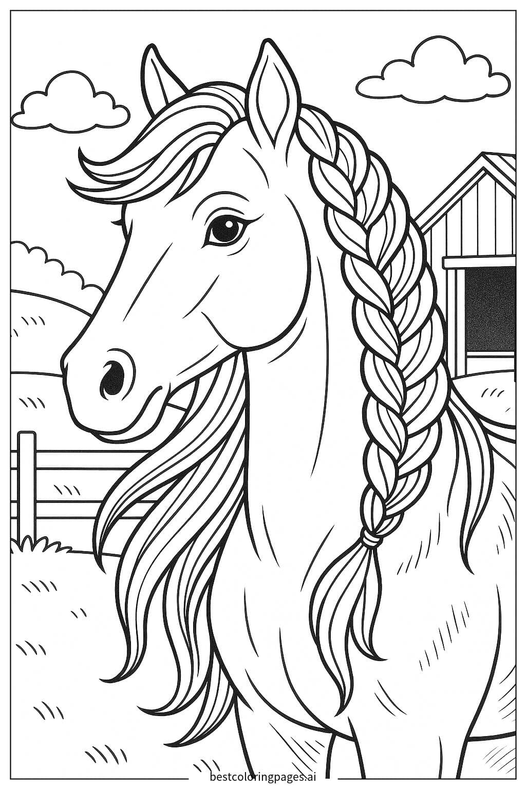 Majestic Horse with a Braided Mane