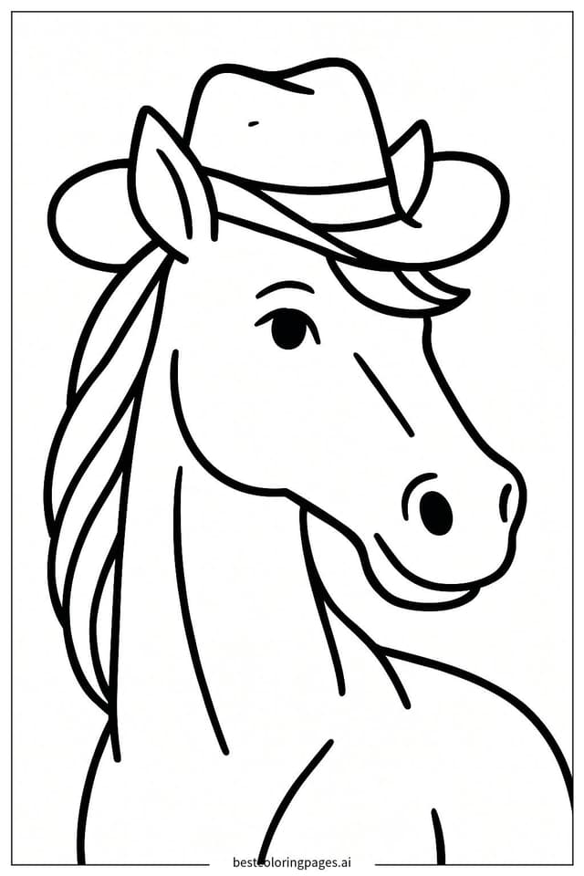 Horse Wearing a Cowboy Hat Coloring Page