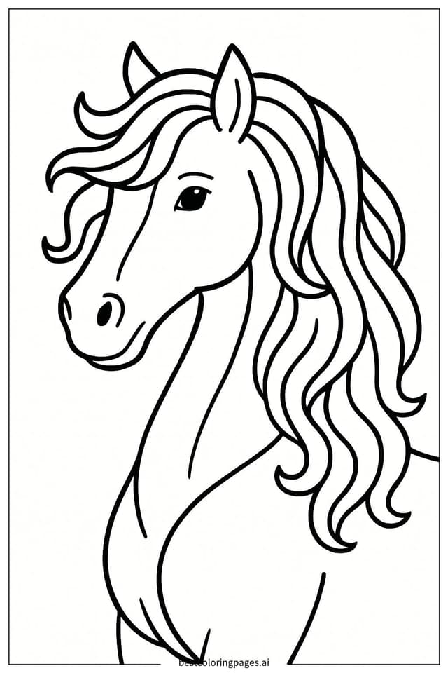 Majestic Horse with Flowing Mane Coloring Page