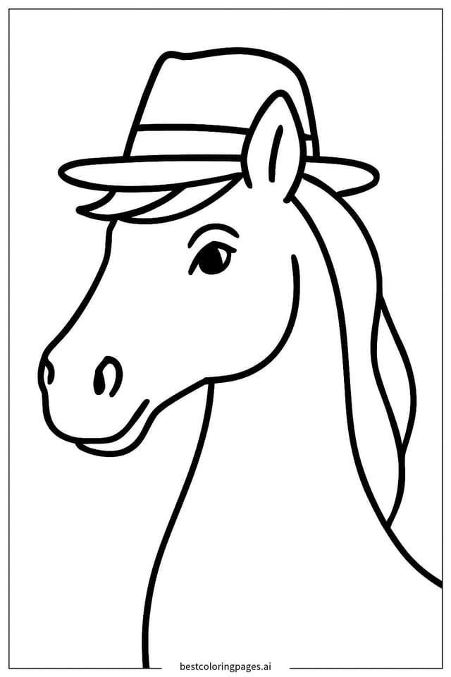 Horse Wearing a Stylish Hat Coloring Page
