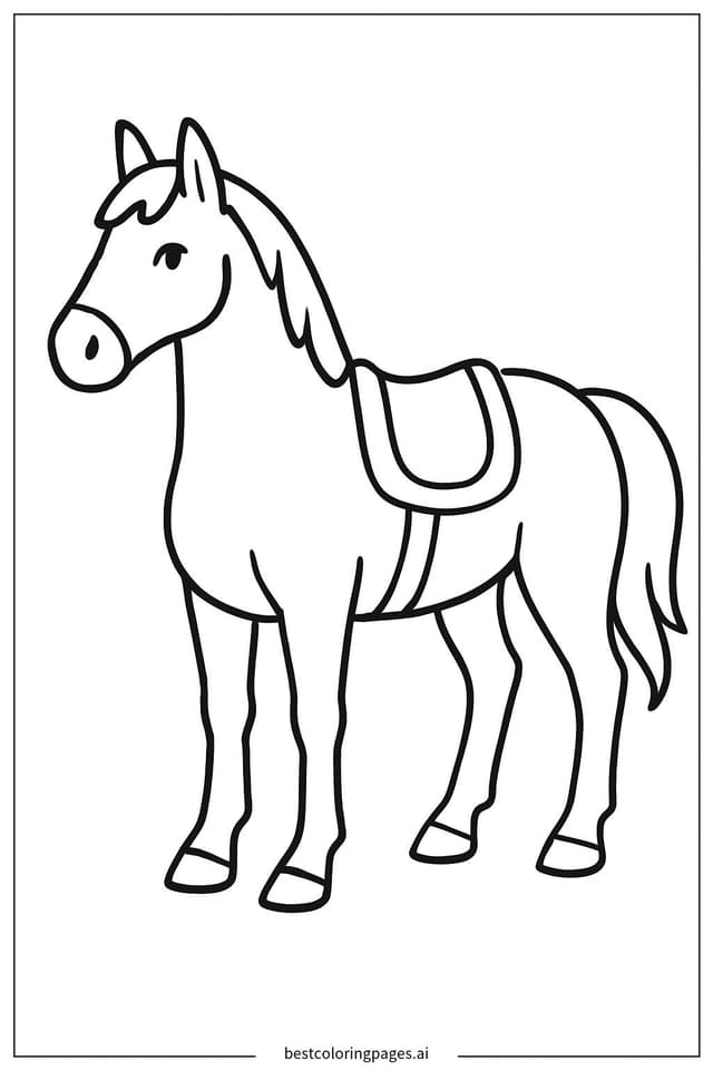 Gentle Horse with Saddle Coloring Page