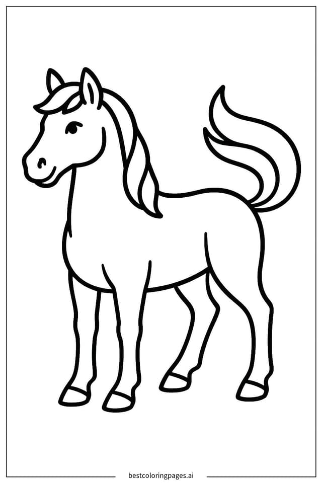 Graceful Horse with Flowing Tail Coloring Page