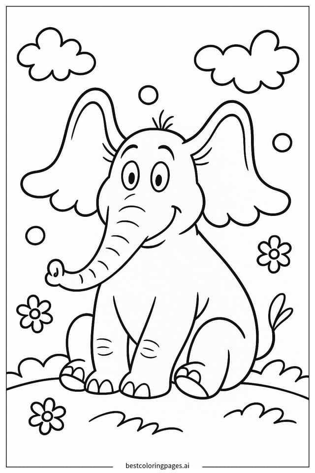 Horton the Elephant Relaxing Coloring Page