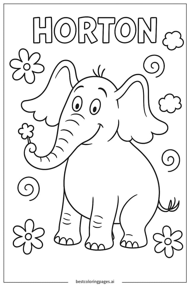 Horton the Elephant Standing Coloring Page