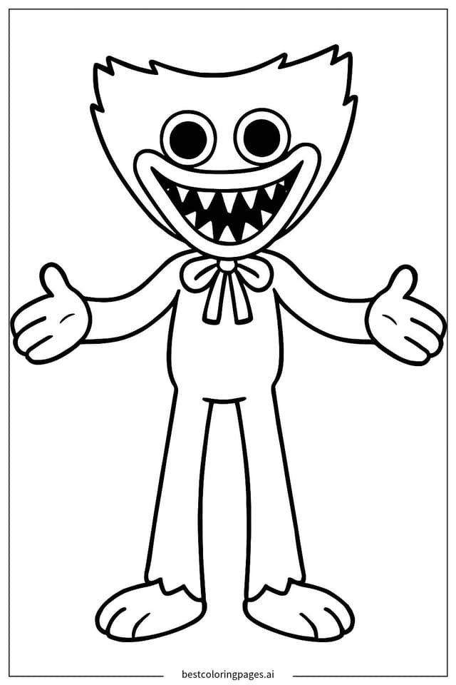 Huggy Wuggy with Open Arms Coloring Pages