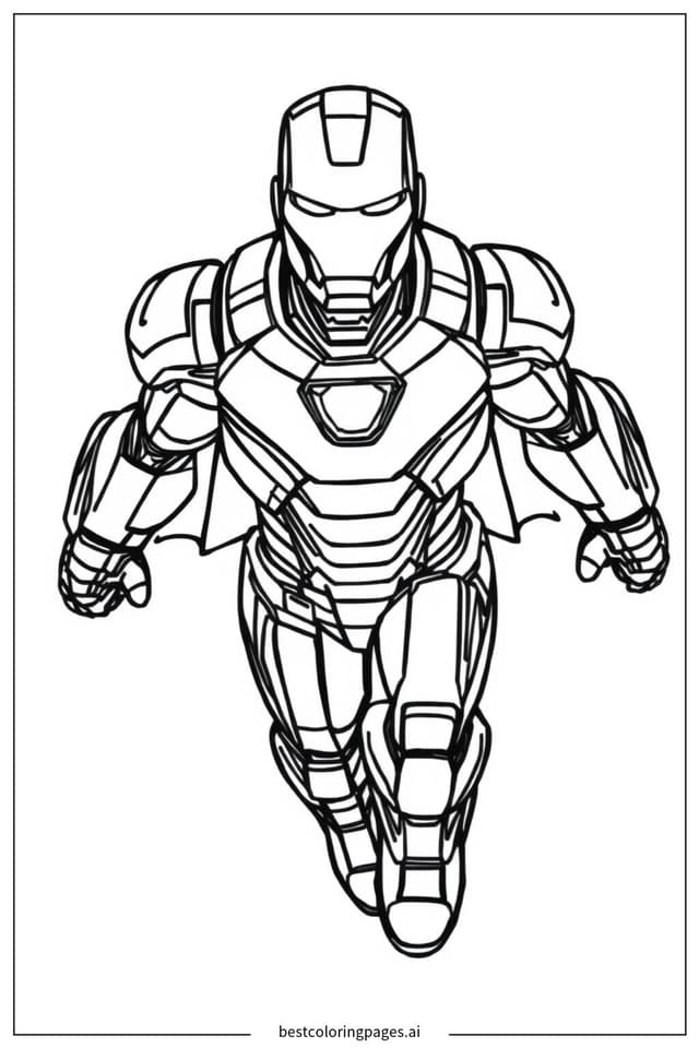 Coloriage Iron Man en position de vol basique