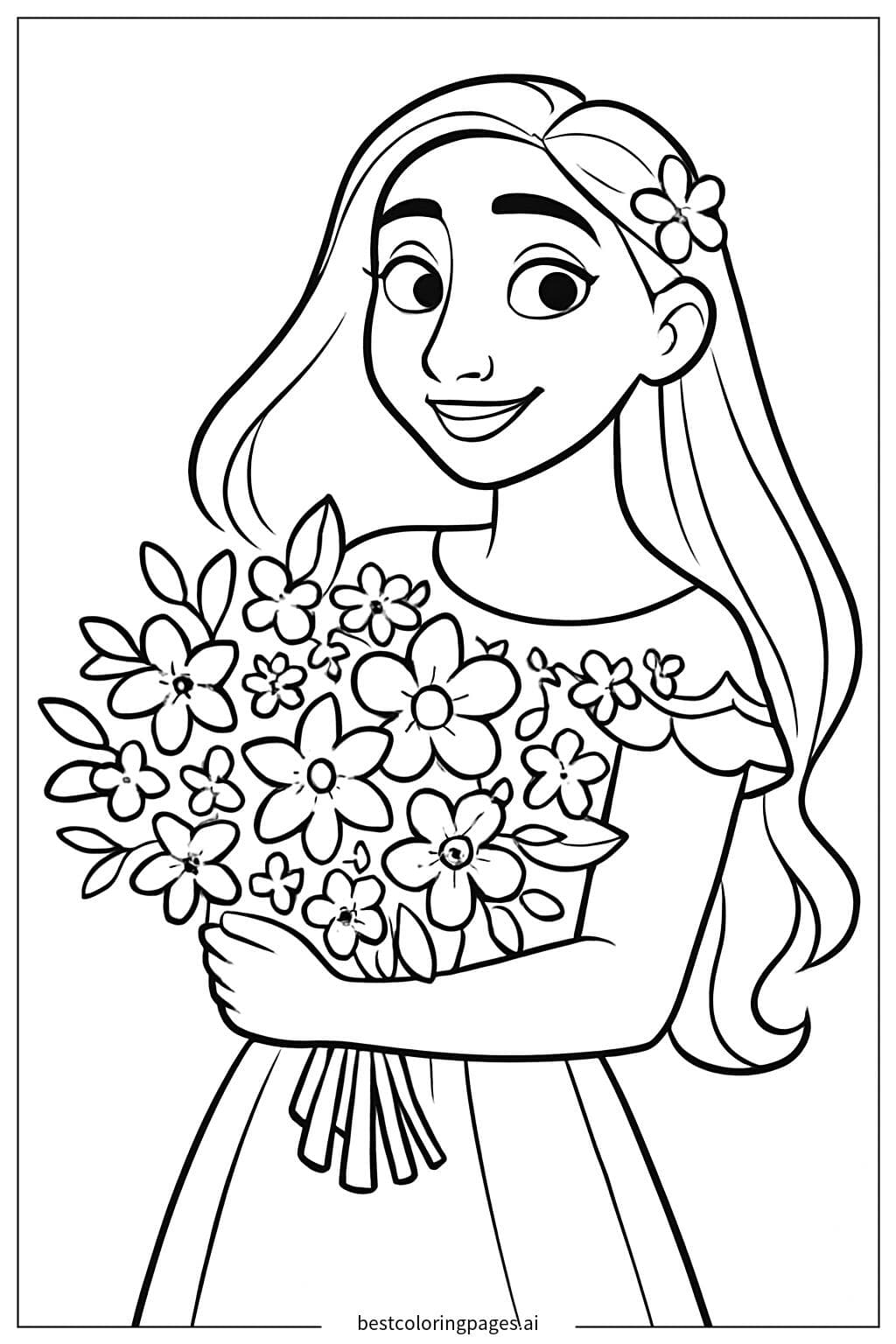 Isabela Holding a Bouquet