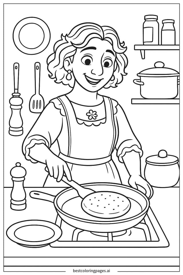 ภาพระบายสี Julieta ทำ Arepas