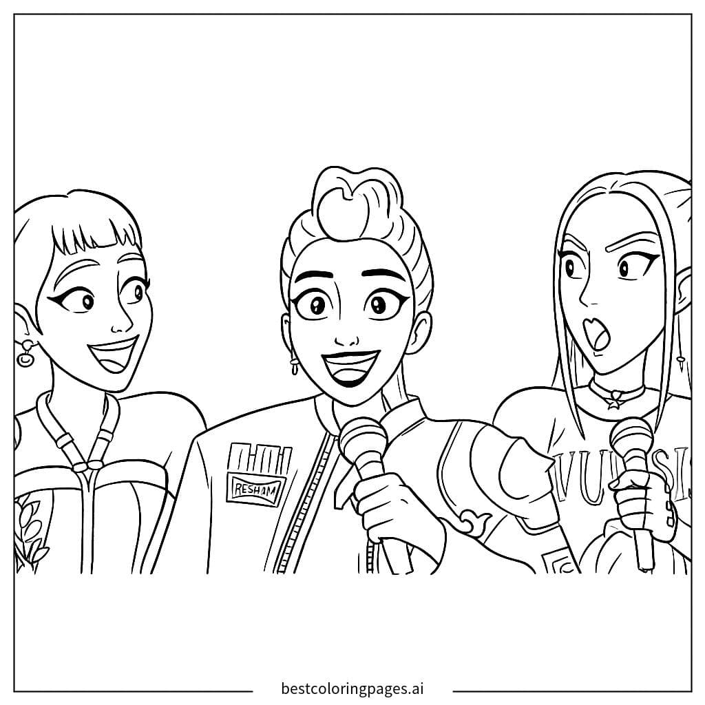 Grupo de chicas K-pop cantando