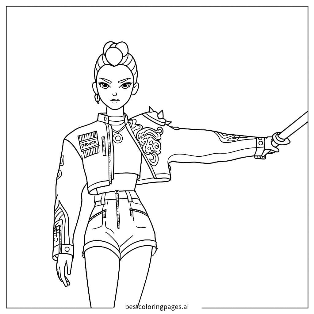 Guerrera K-pop en pose