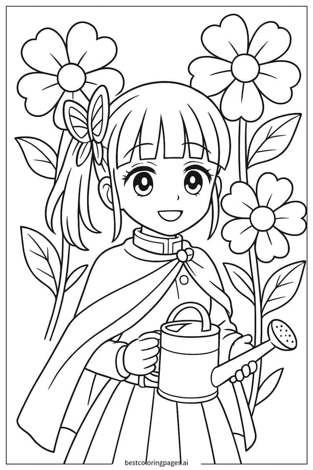 Kanao Tsuyuri im Garten Ausmalbilder