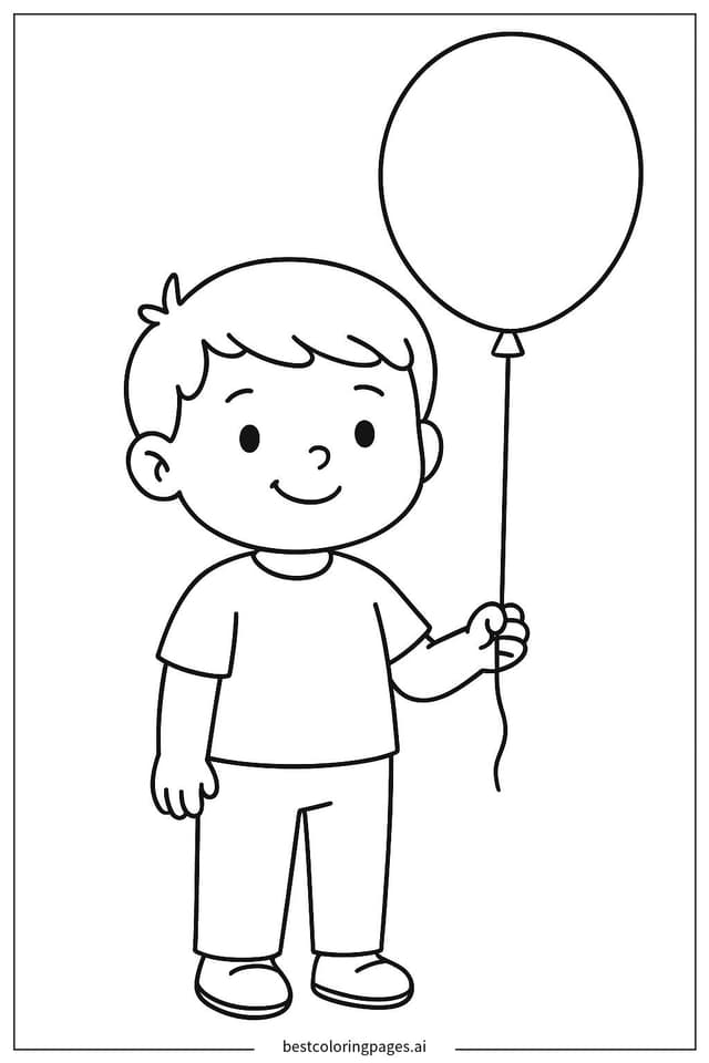 Child Holding a Balloon Coloring Pages