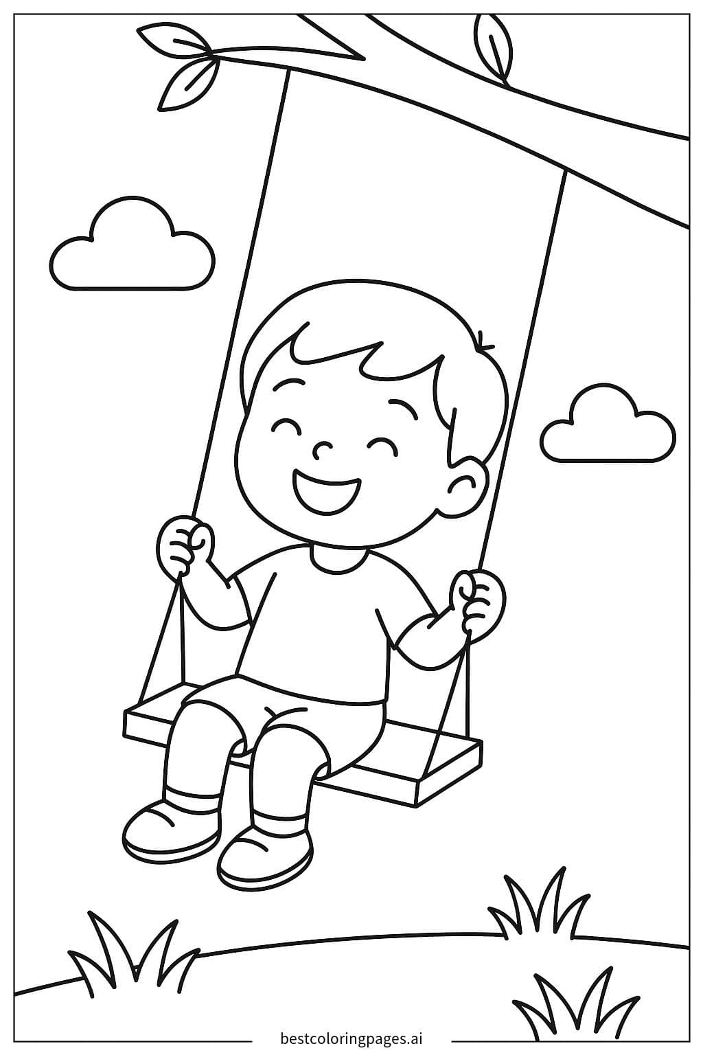 Happy Kid on a Swing