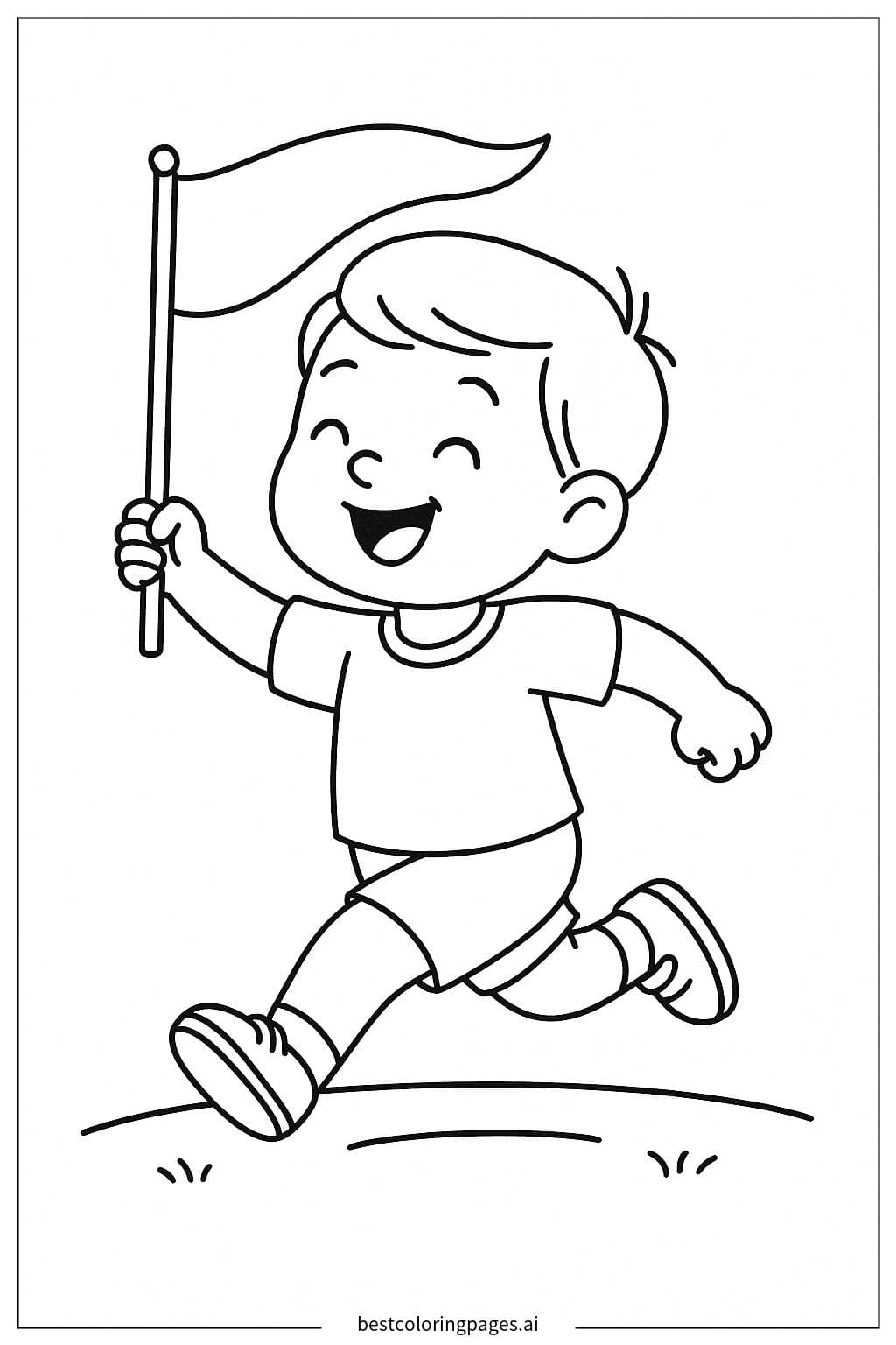 Child Running with a Flag