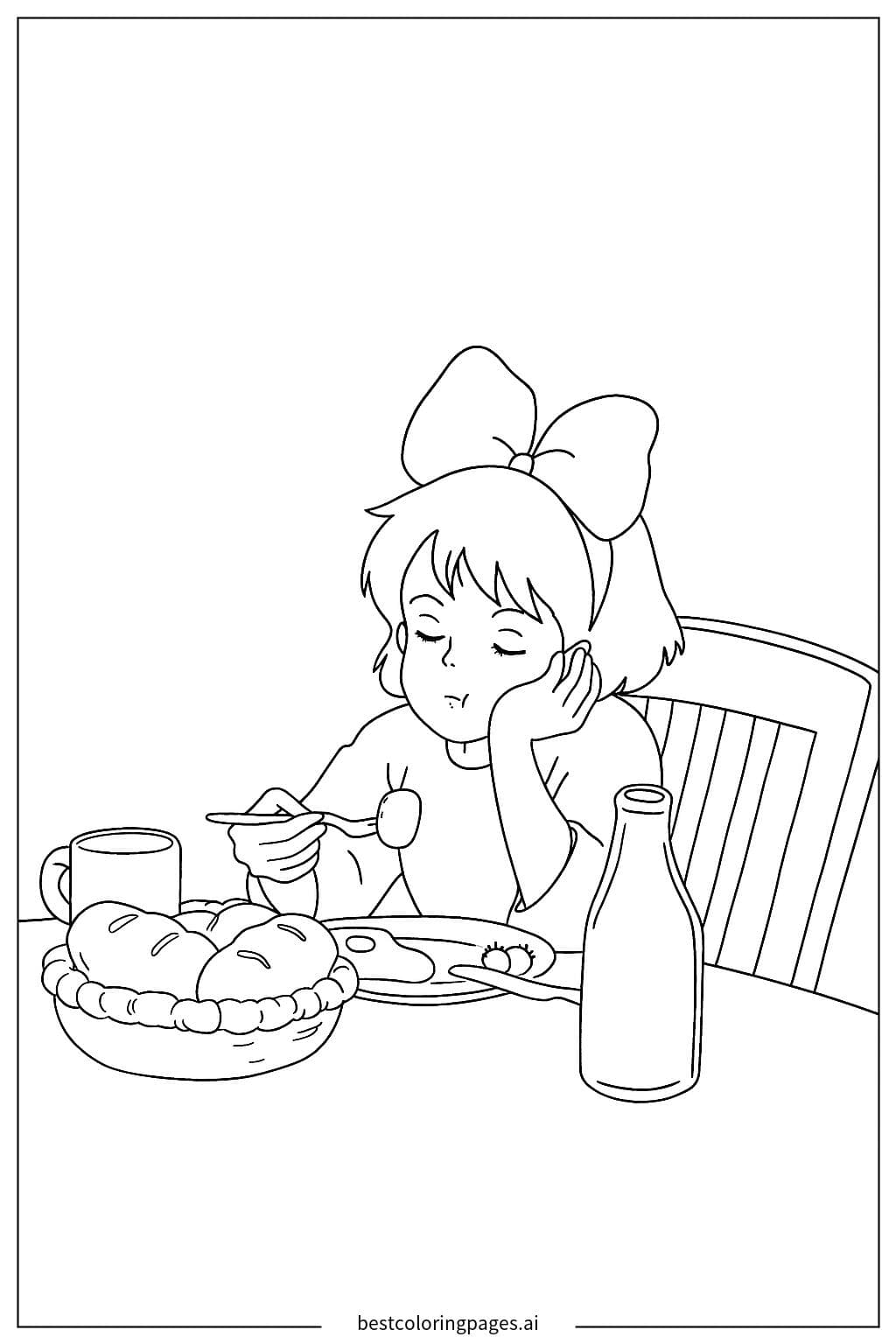 Kiki Enjoying Breakfast