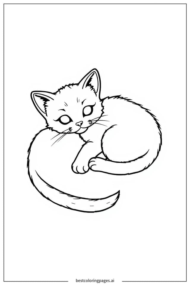 Desenhos de Gatinho Enrolado para Colorir