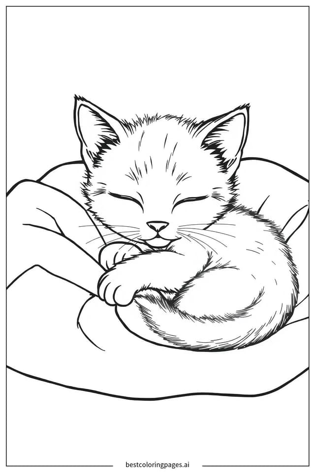 小貓的午睡 著色圖