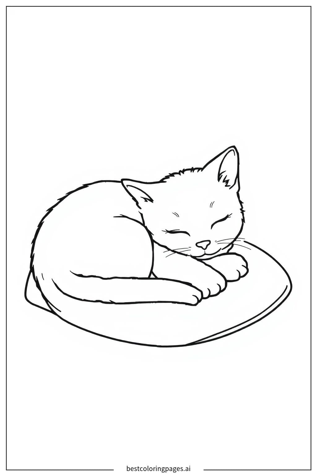 Kitten on a Pillow Coloring Page