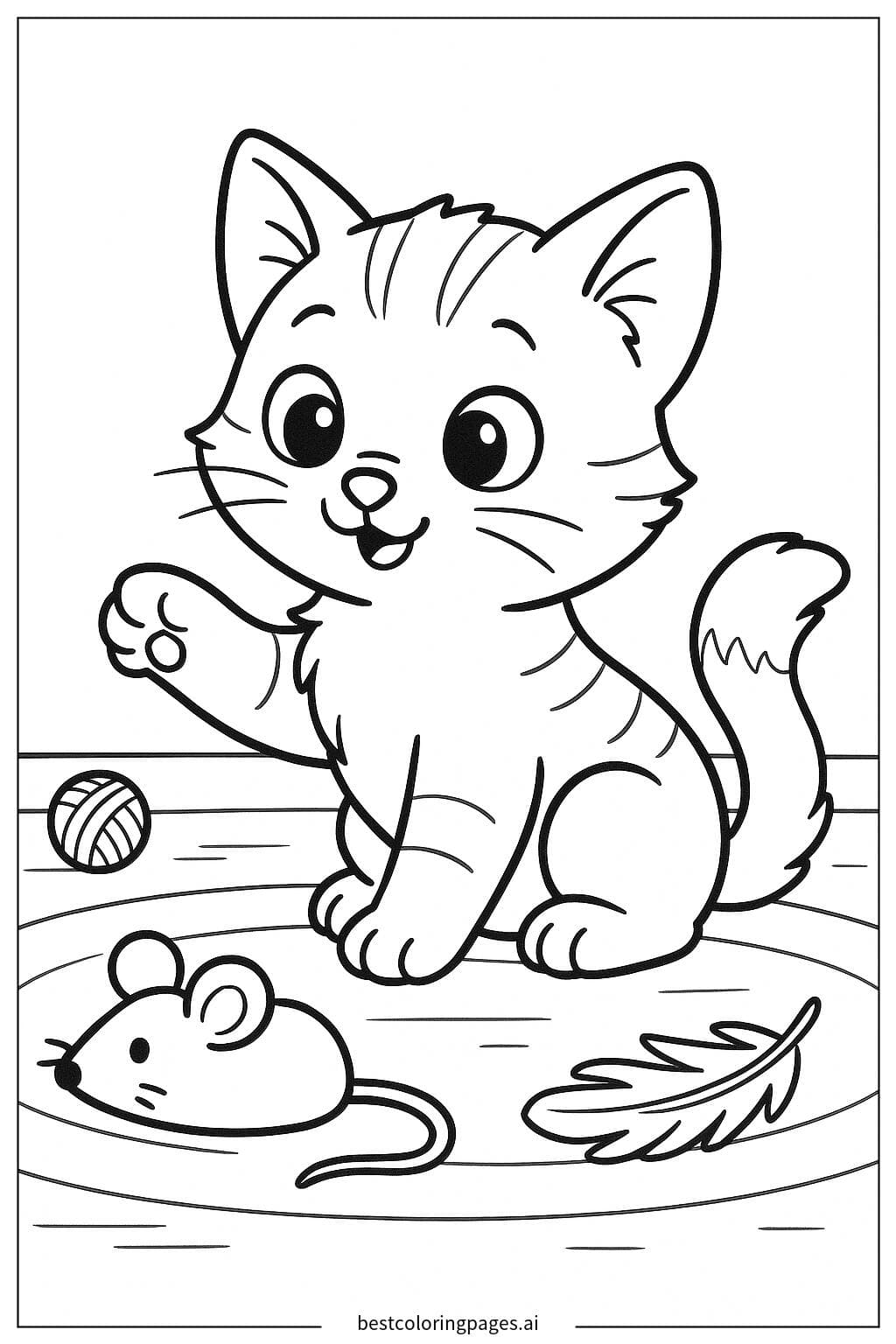 Kitten Playing with a Toy Mouse
