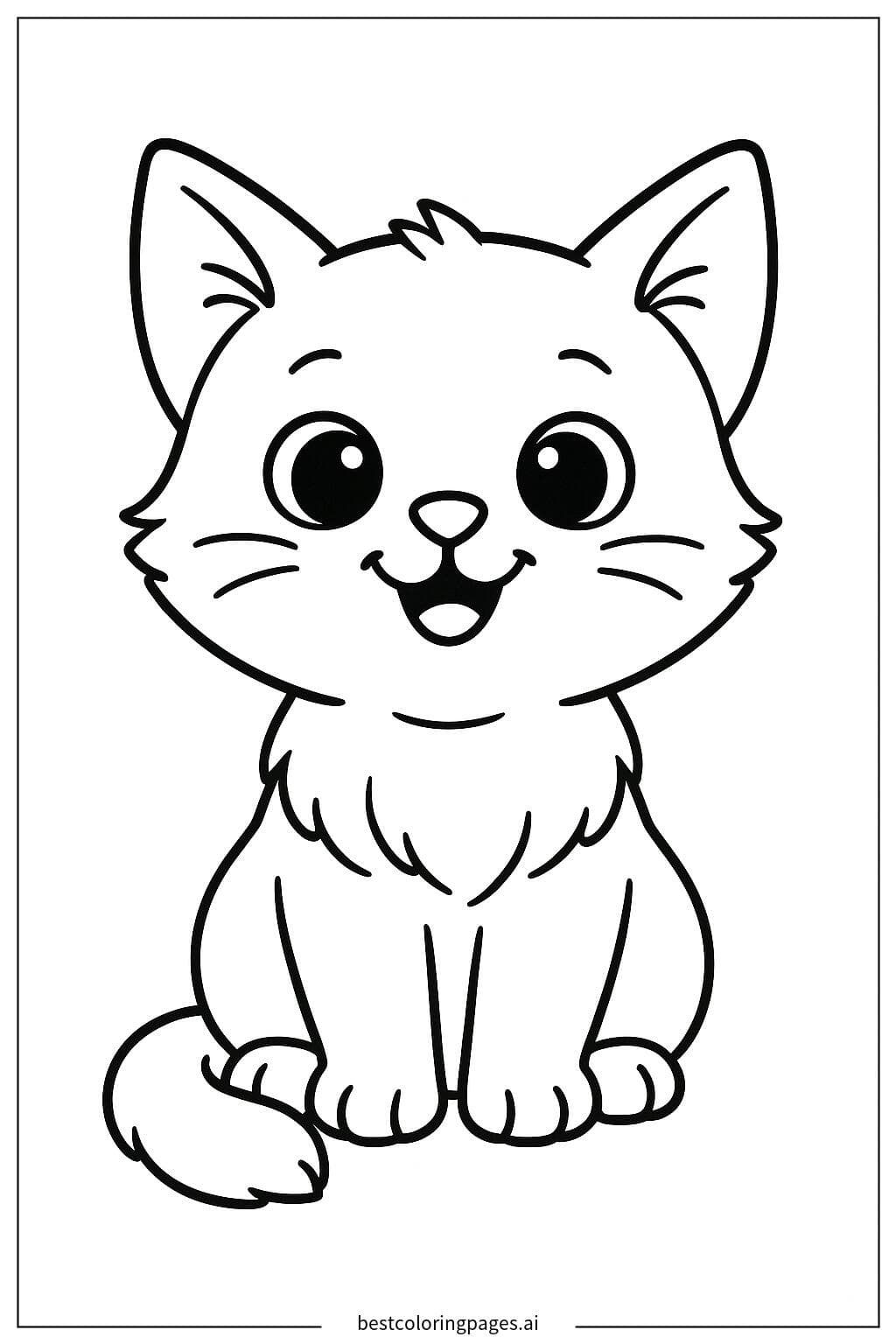 Adorable Kitten Sitting and Smiling