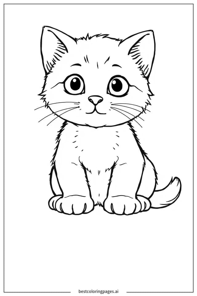 Adorable Kitten Sitting Coloring Pages