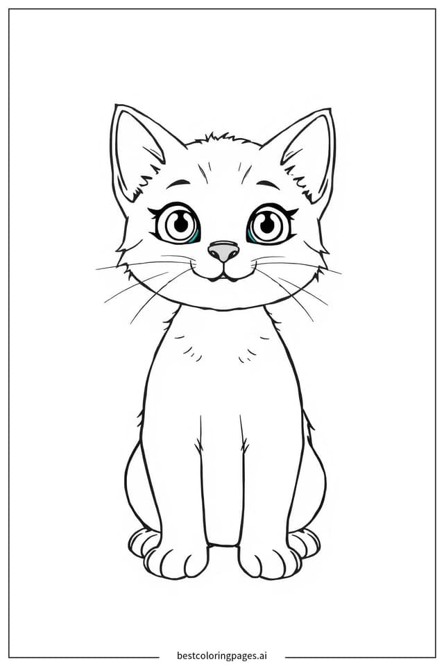 Adorable Kitten Standing Coloring Pages
