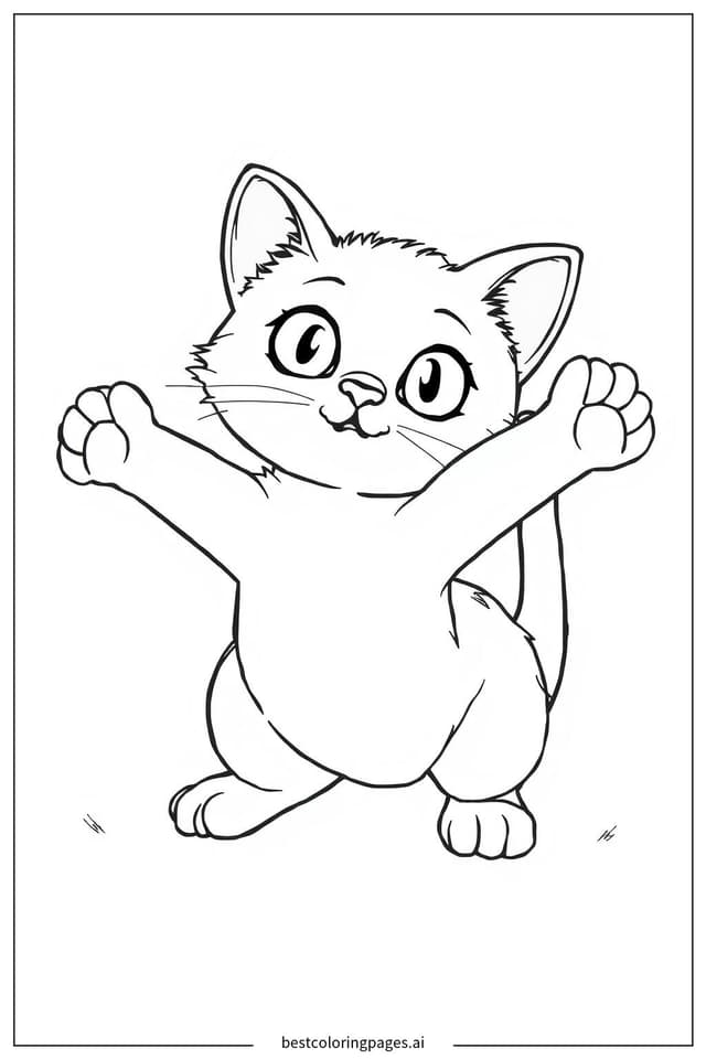Playful Kitten Stretching Coloring Pages