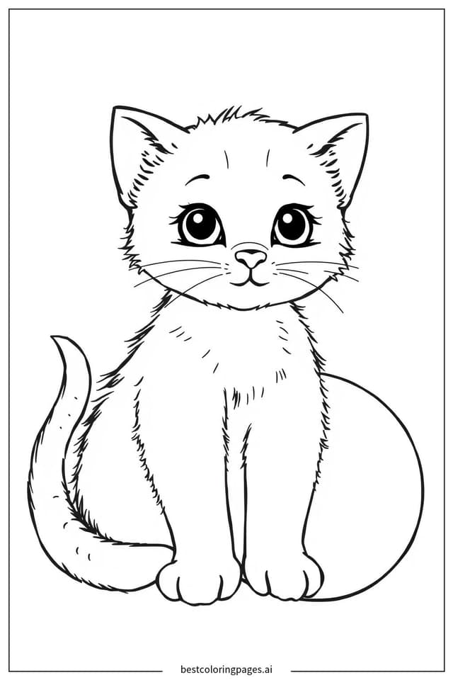 Kitten Playing with a Ball Coloring Pages