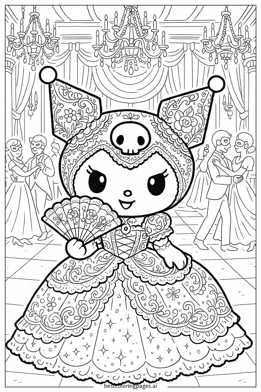 Kuromi at a Masquerade Ball