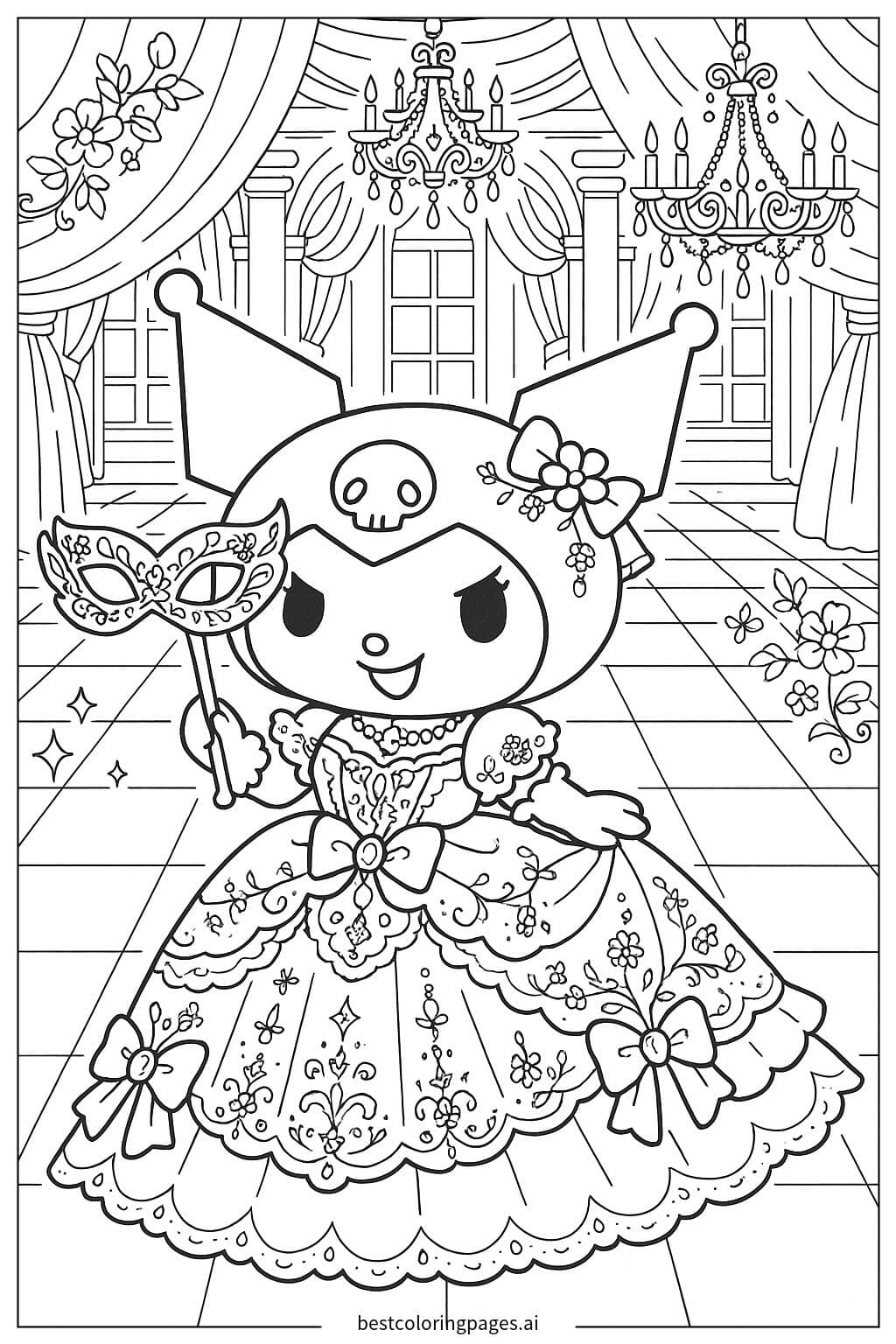 Kuromi at a Royal Masquerade Ball