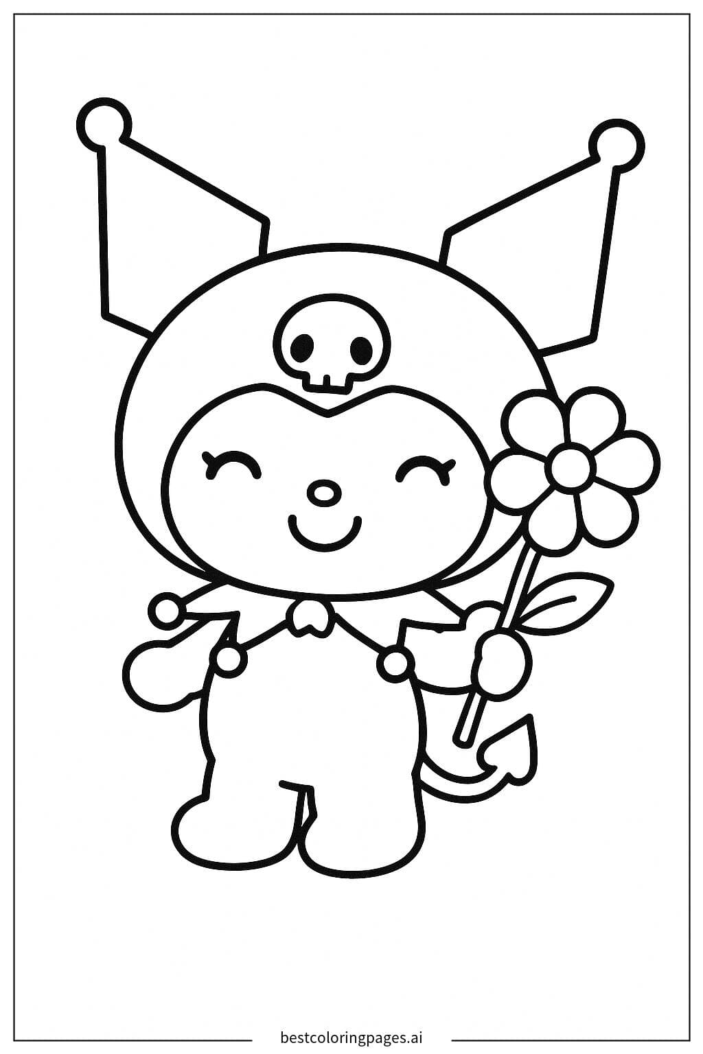 Kuromi拿着花