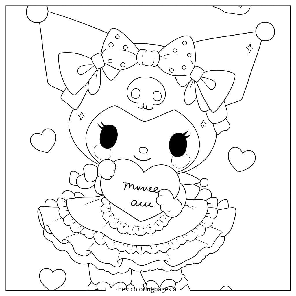 Kuromi ôm một trái tim