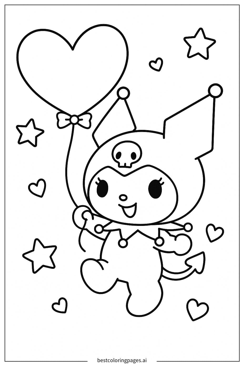 Kuromi Holding a Heart Balloon