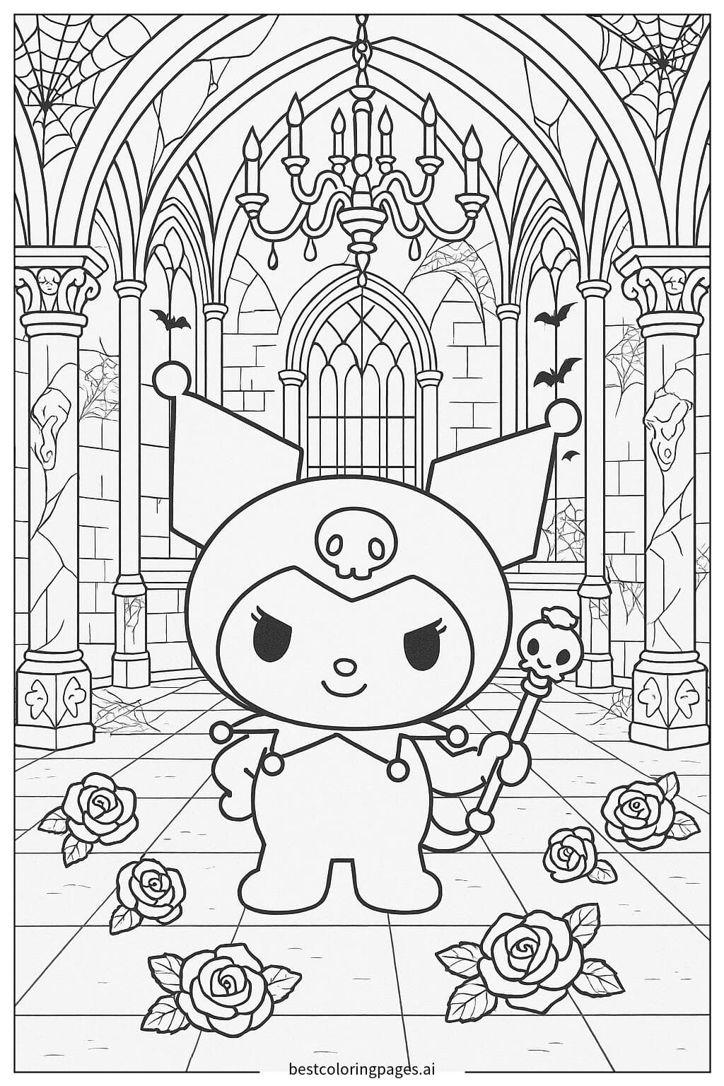 Kuromi in a Gothic Castle