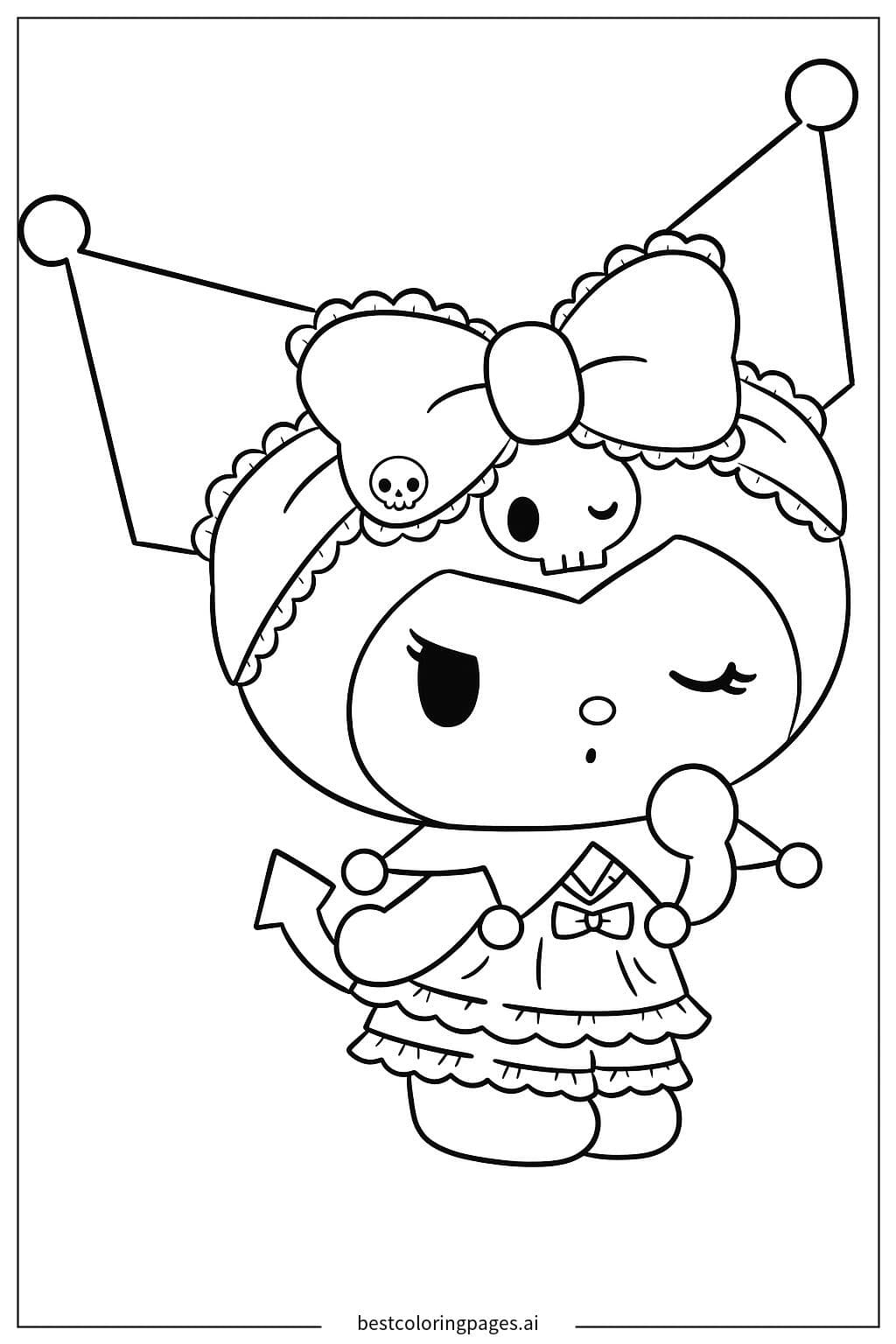 Kuromi với mũ trùm đen