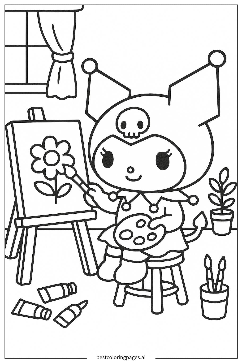 Kuromi Painting on a Canvas