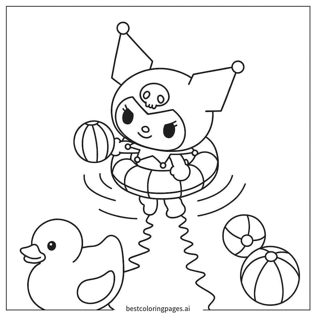 Kuromi vui chơi dưới nước