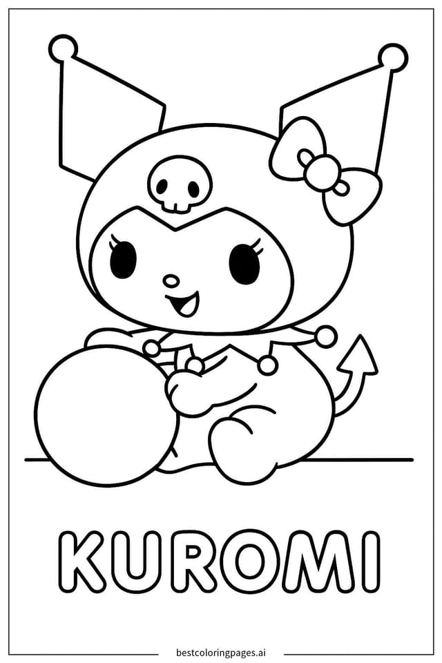 Kuromi玩球的快乐时光 涂色页