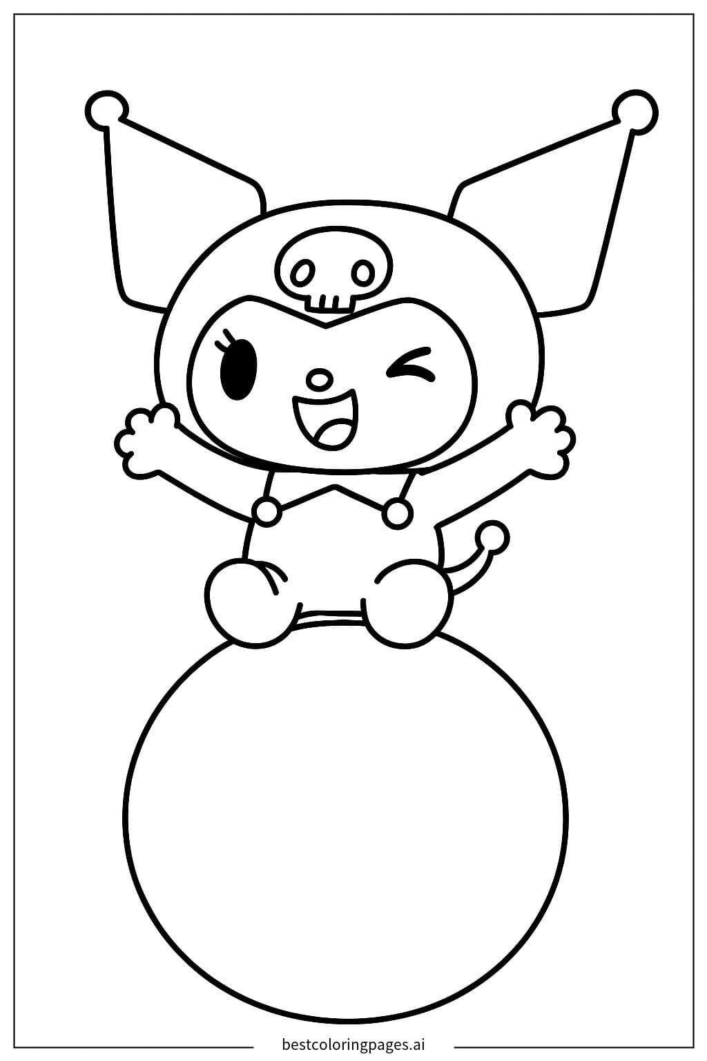 Kuromi cưỡi trên quả bóng